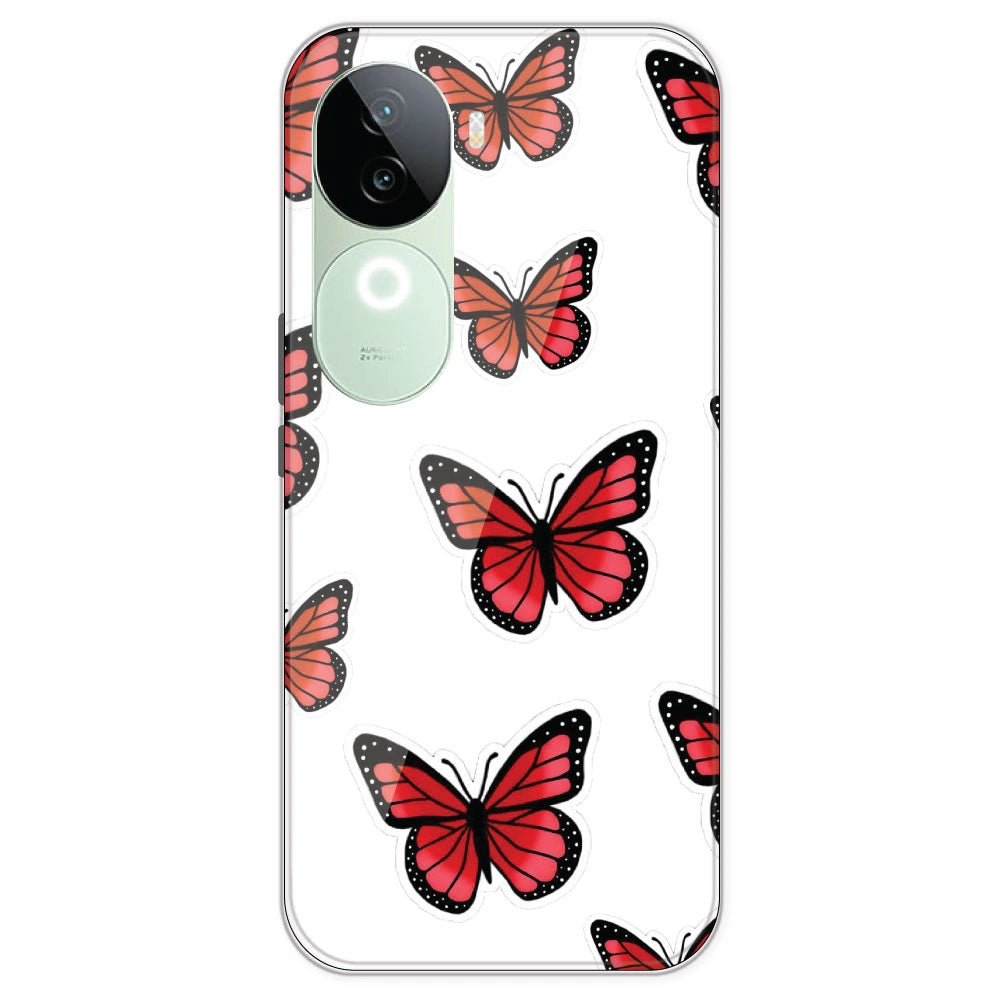 Red Butterfly - Clear Printed Silicone Case For IQOO Z9S