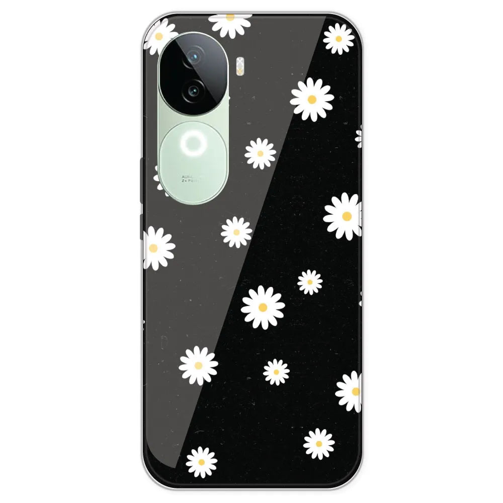 White And Black Flower - Printed Silicone Case For IQOO Z9S