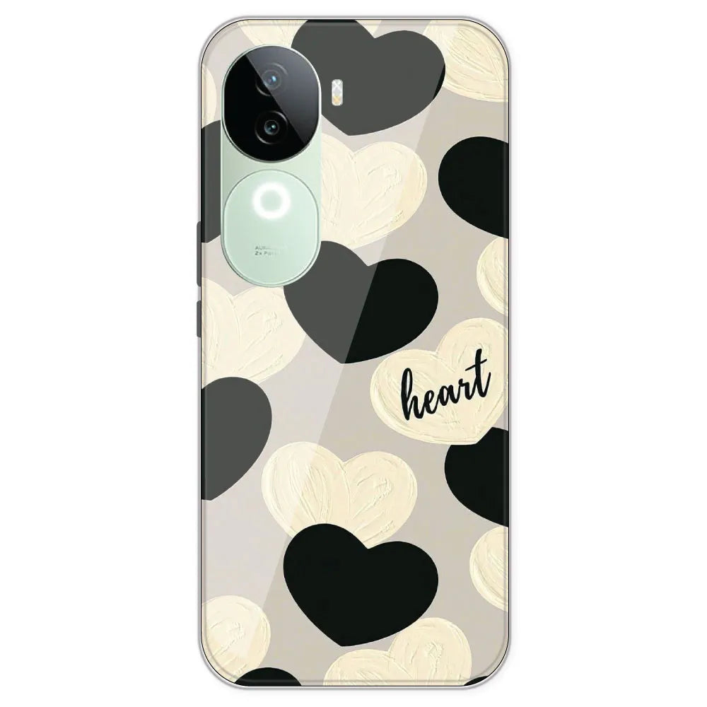 Black And White Heart - Printed Silicone Case For IQOO Z9S