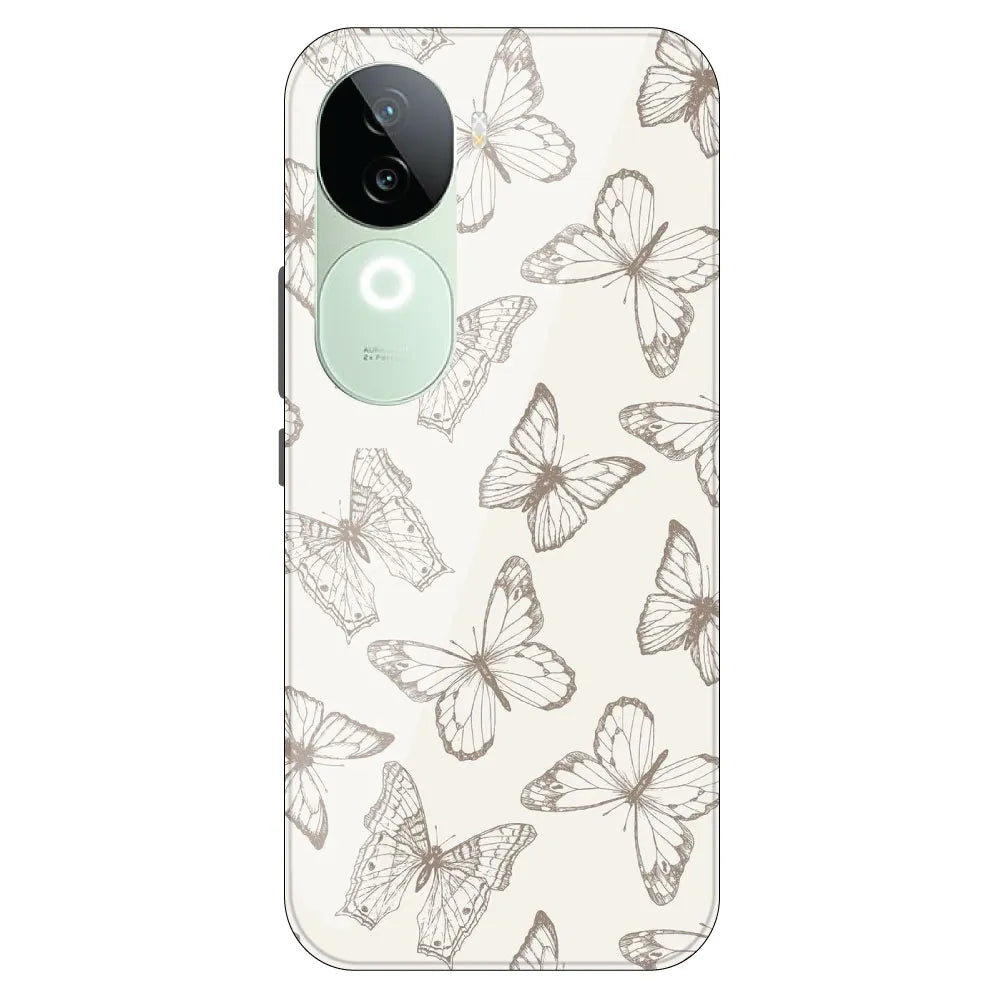 White Butterflies - Printed Silicone Case For IQOO Z9S