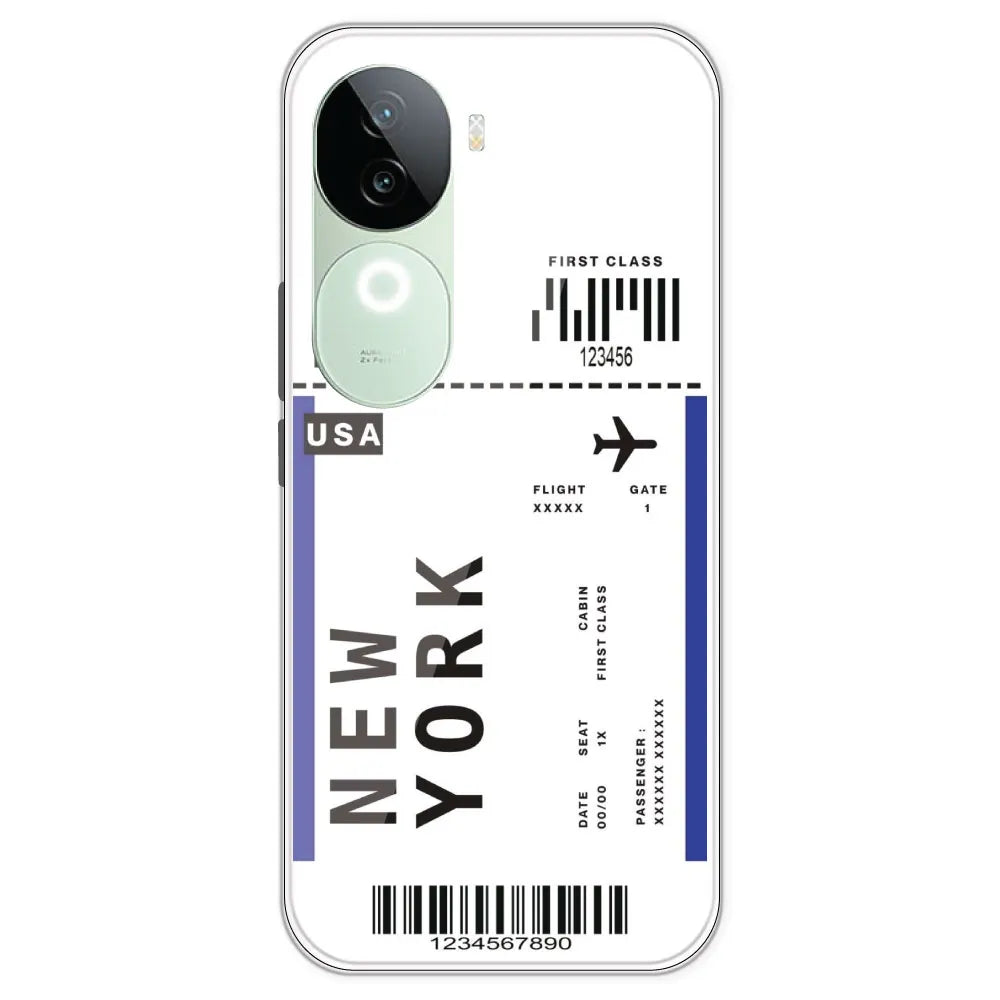 New York Ticket - Clear Printed Silicone Case For IQOO Z9S
