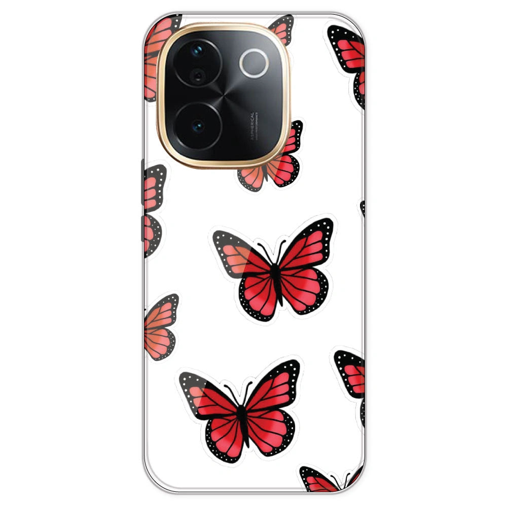 Red Butterfly - Clear Printed Silicone Case For IQOO Z9S Pro