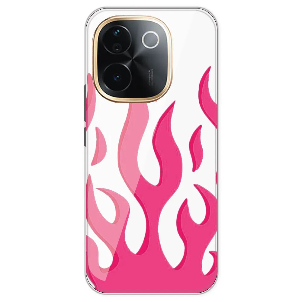 Pink Flames - Clear Printed Silicone Case For iQOO Z9S Pro