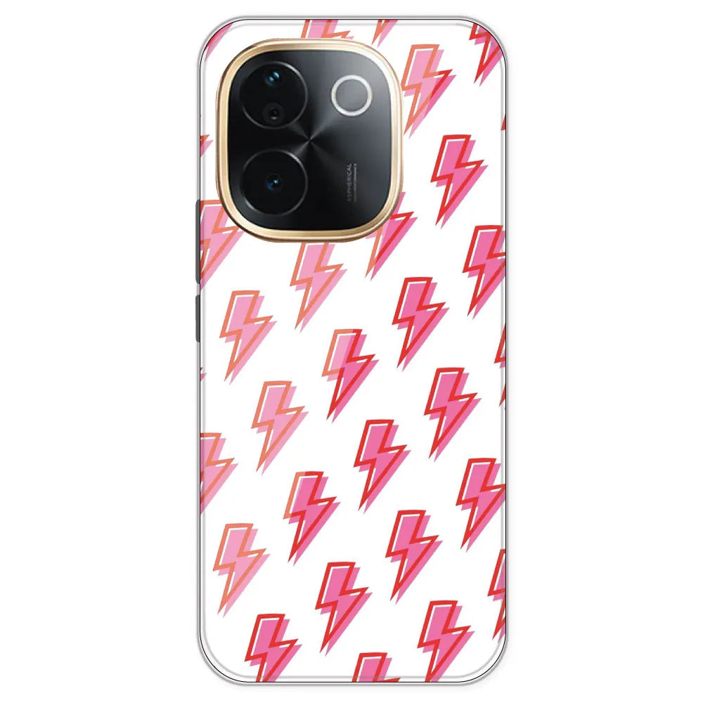 Pink Lightning Bolts - Clear Printed Silicone Case For IQOO Z9S Pro