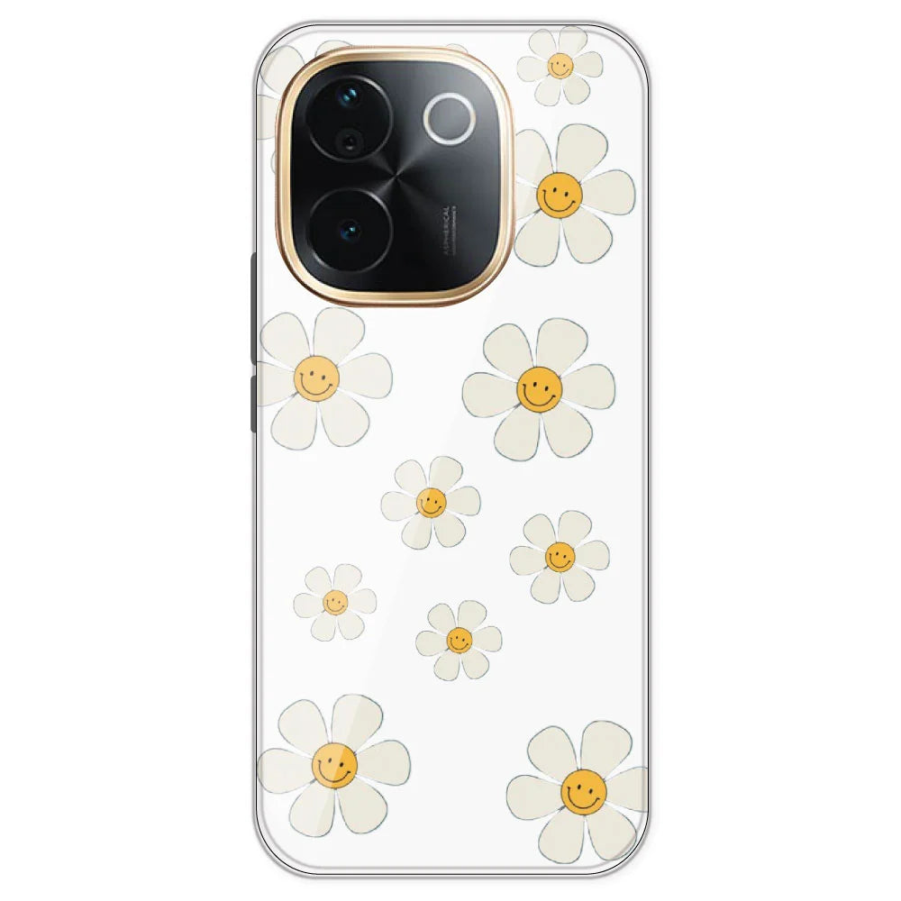 Smile Flowers - Clear Printed Silicone Case For IQOO Z9S Pro