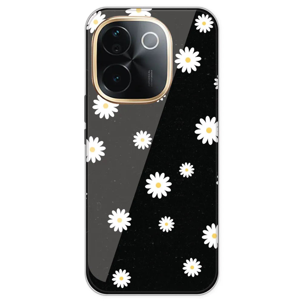 White And Black Flower - Printed Silicone Case For IQOO Z9S Pro
