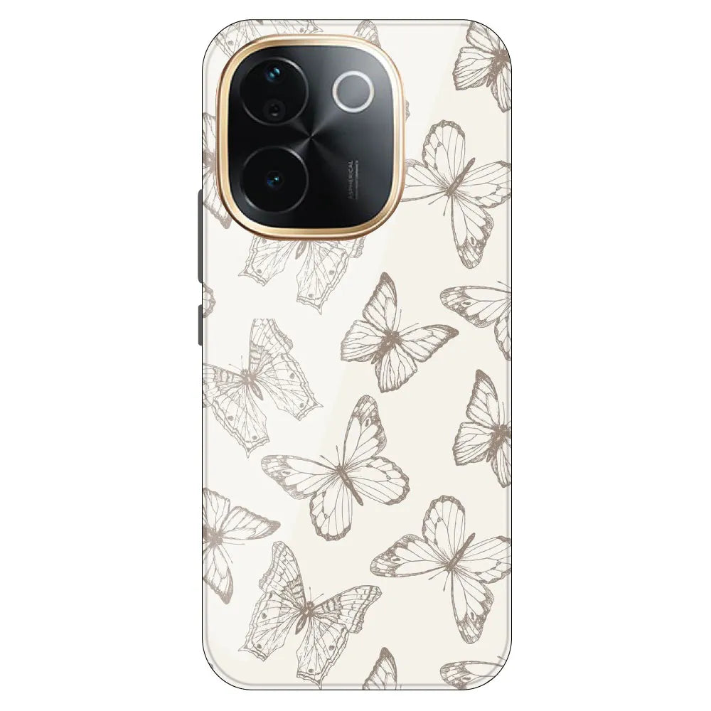 White Butterflies - Printed Silicone Case For IQOO Z9S Pro
