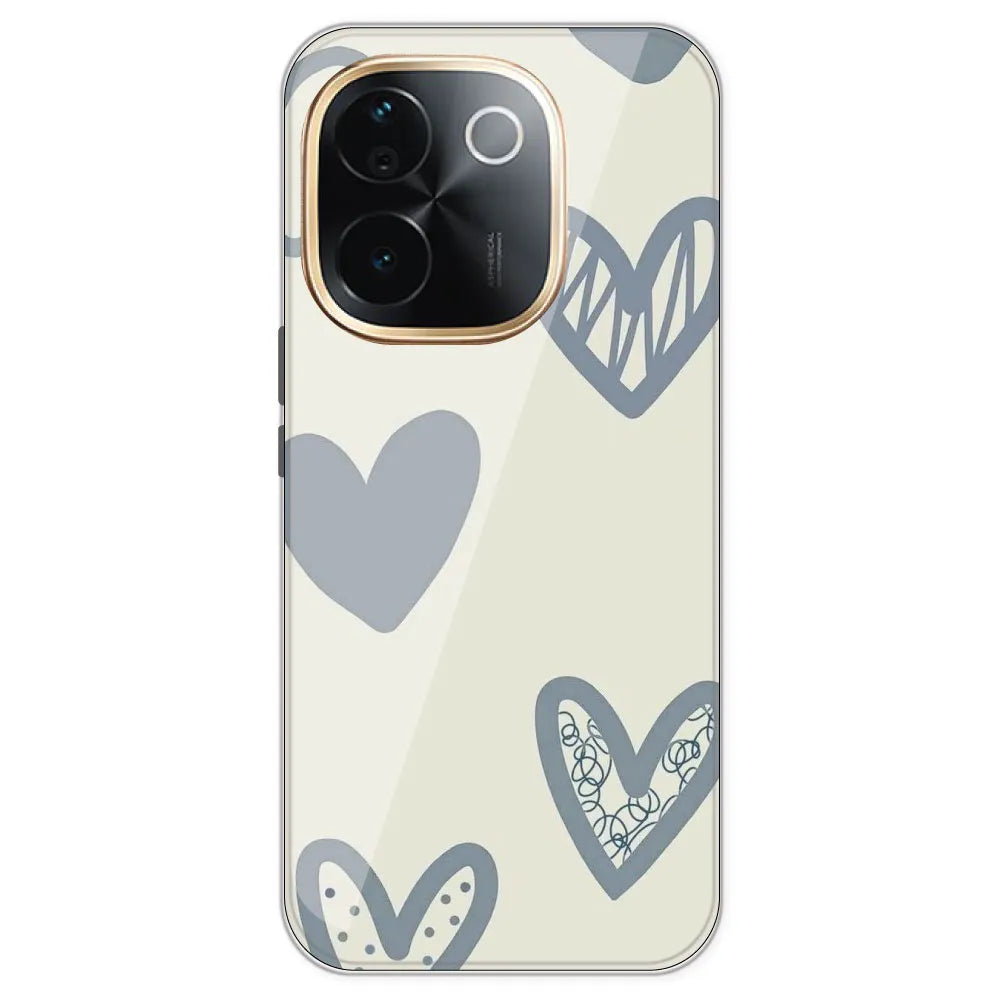 Light Blue Hearts - Printed Silicone Case For IQOO Z9S Pro