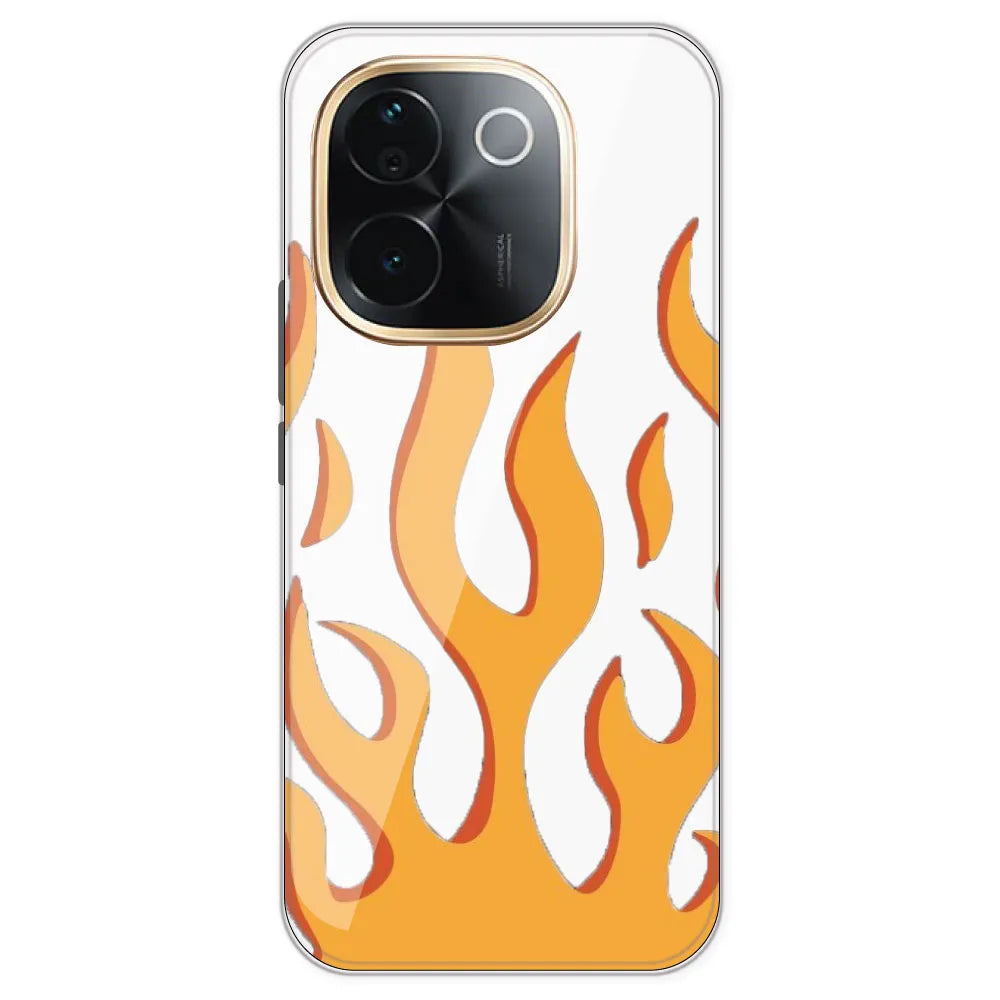 Orange Flames - Clear Printed Silicone Case For IQOO Z9S Pro
