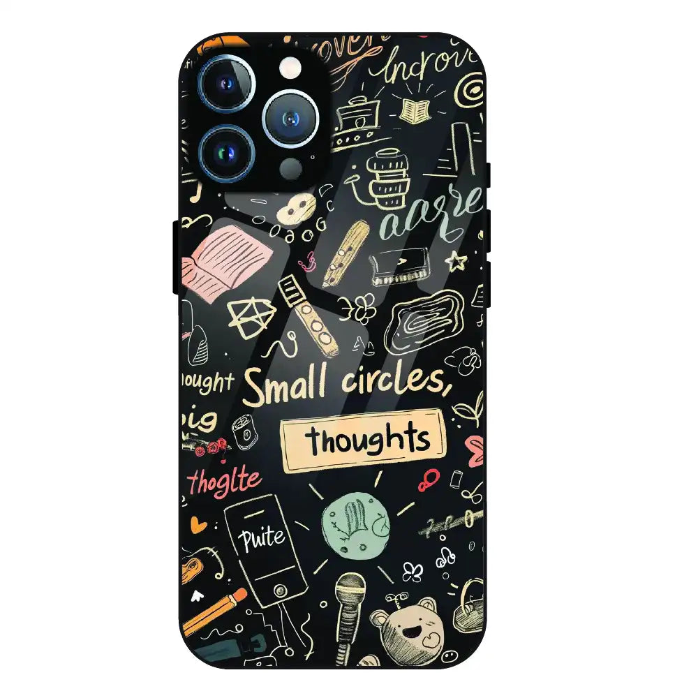 Thought Doodle Noir - Glass Cases For Apple iPhone Models