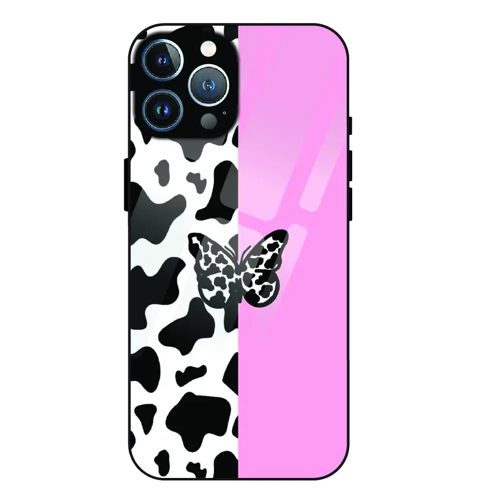 Cow Print Butterfly - Glass Case For Apple iPhone 11 Pro