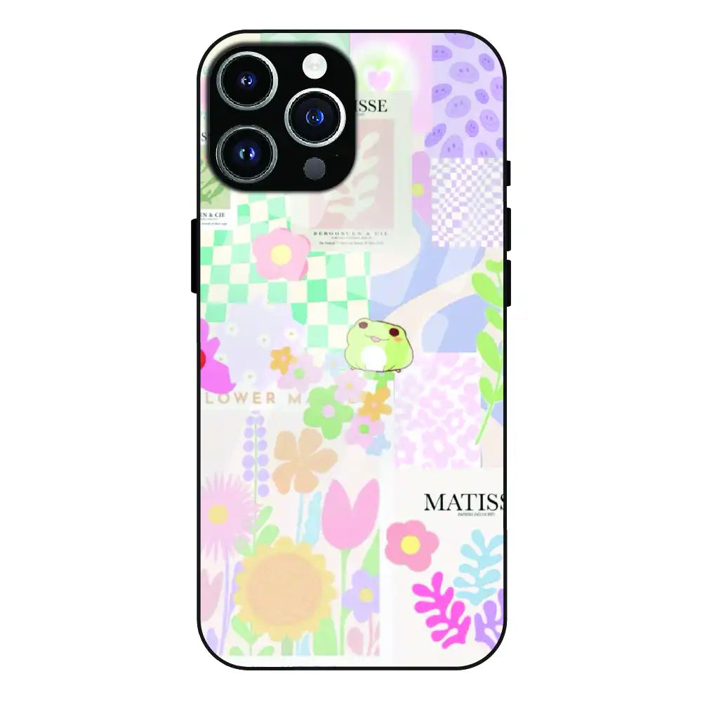 Cute Pastel Floral Collage Art - Glass Cases For Apple iPhone Models