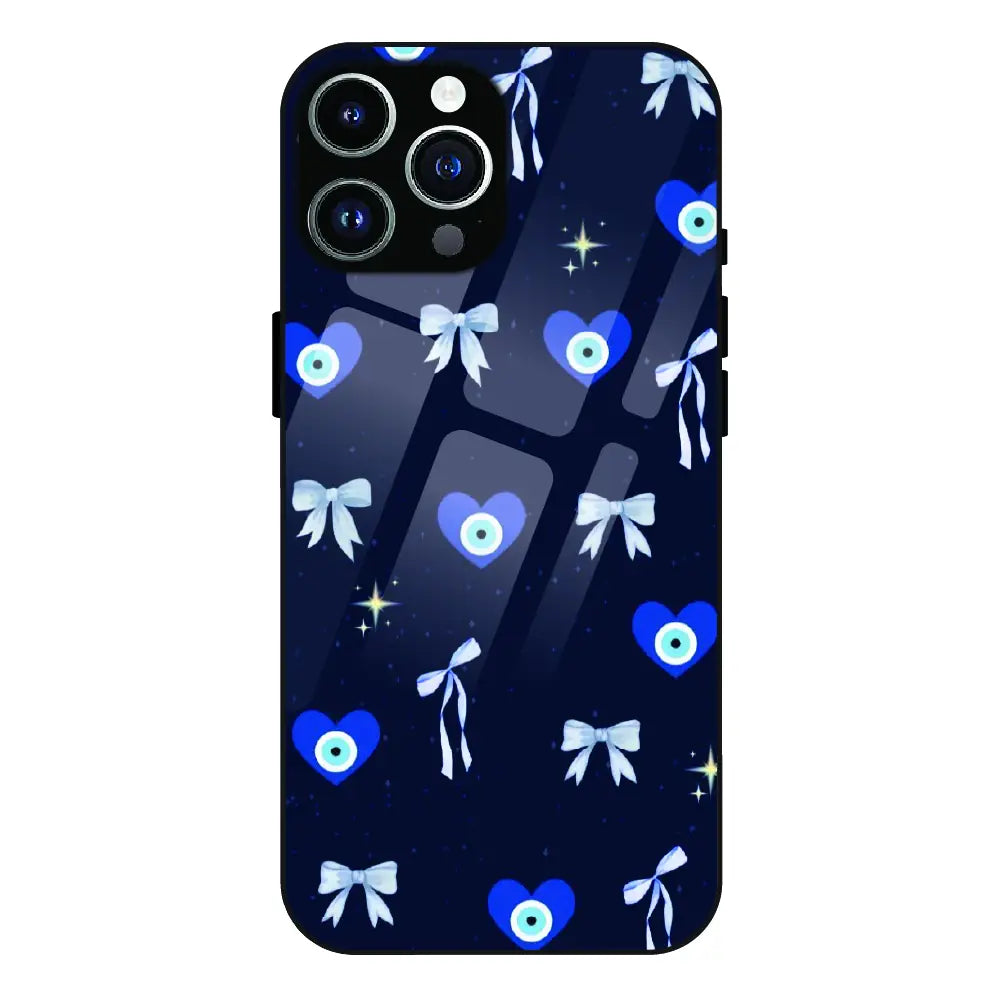 Evil Eye Bow Midnight - Glass Cases For Apple iPhone Models