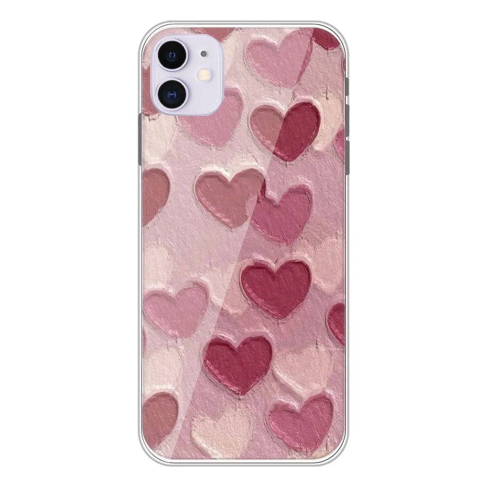 Pastel Hearts Love - Printed Silicone Case For Apple iPhone 11