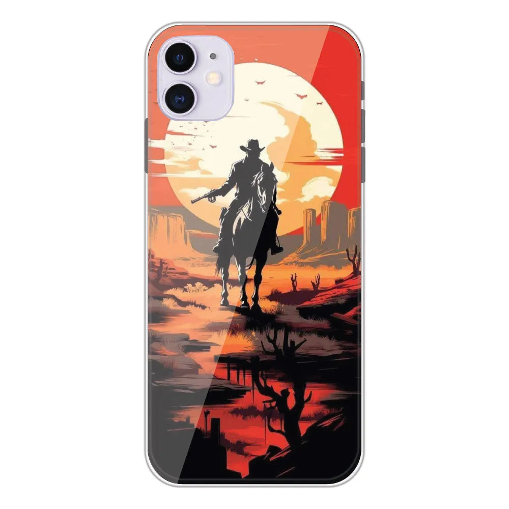 Cowboy and Horse - Printed Silicone Case For Apple iPhone 11