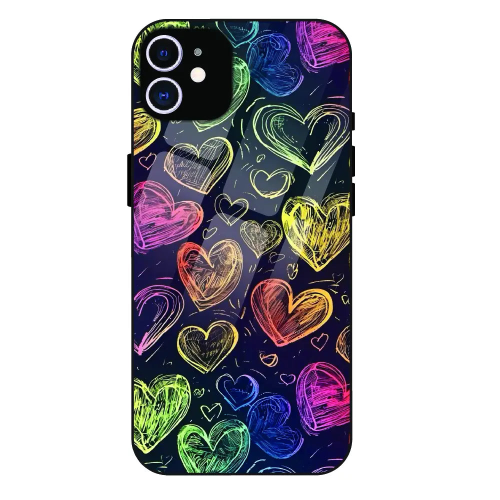 Neon Love Scribble - Glass Case For Apple iPhone 12