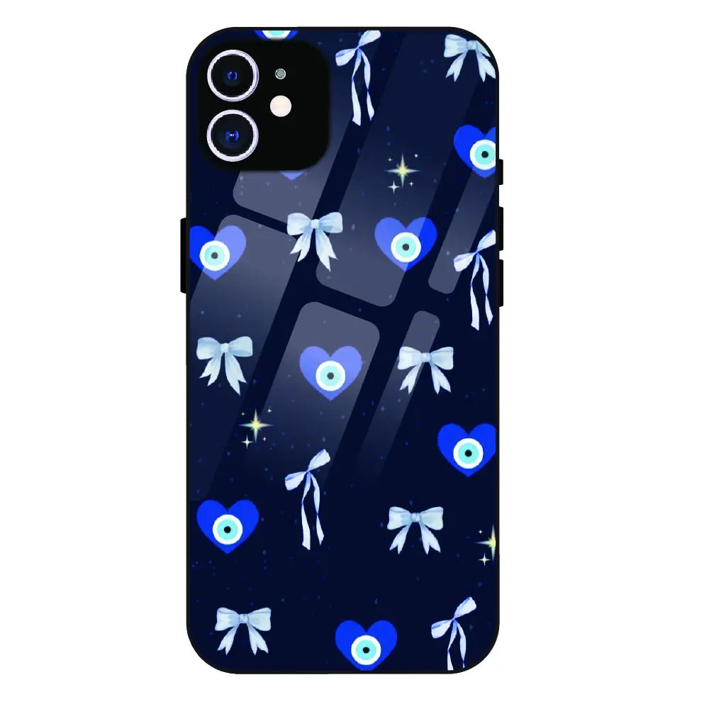 Evil Eye Bow Midnight - Glass Case For Apple iPhone 12