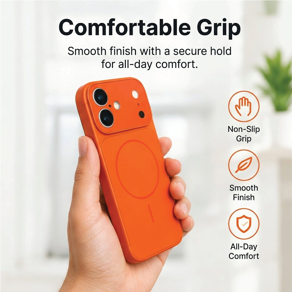 iPhone 16 - AG Glass Converter Magsafe Case in Orange - Comfortable Non-Slip Grip