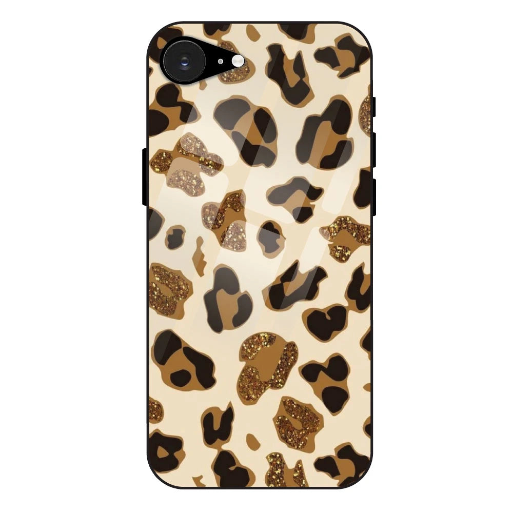 Leopard Glitter Print - Glass Case For Apple iPhone 16e