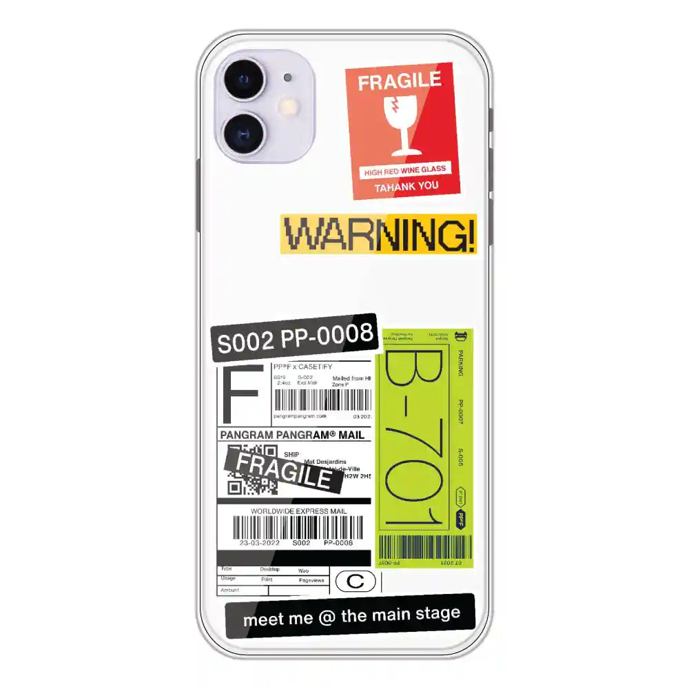 Fragile Labels - Clear Printed Silicone Case For Apple iPhone 11