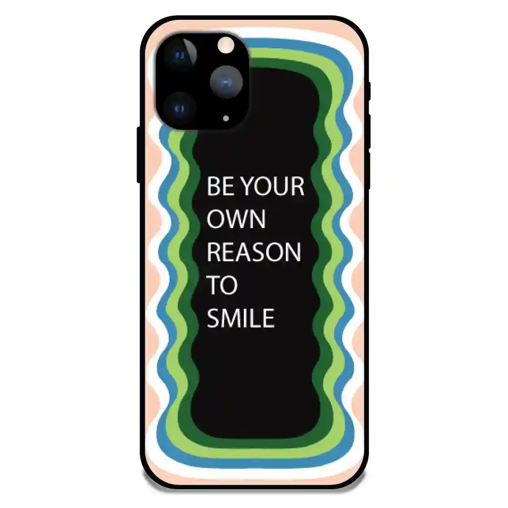 'Be Your Own Reason To Smile' - Peach Glossy Metal Silicon Case For Apple iPhone Models