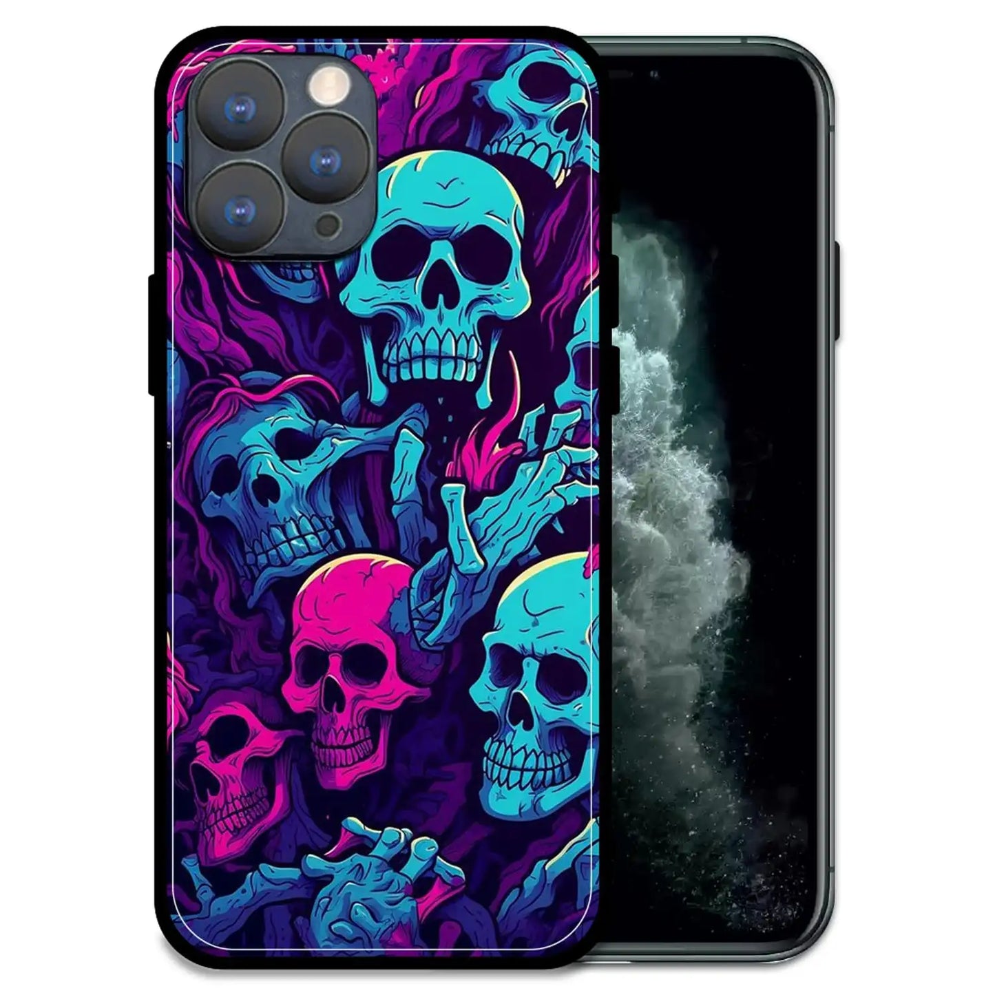 'Skull Glow - Glossy Metal Silicone Case For Apple iPhone 11 Pro