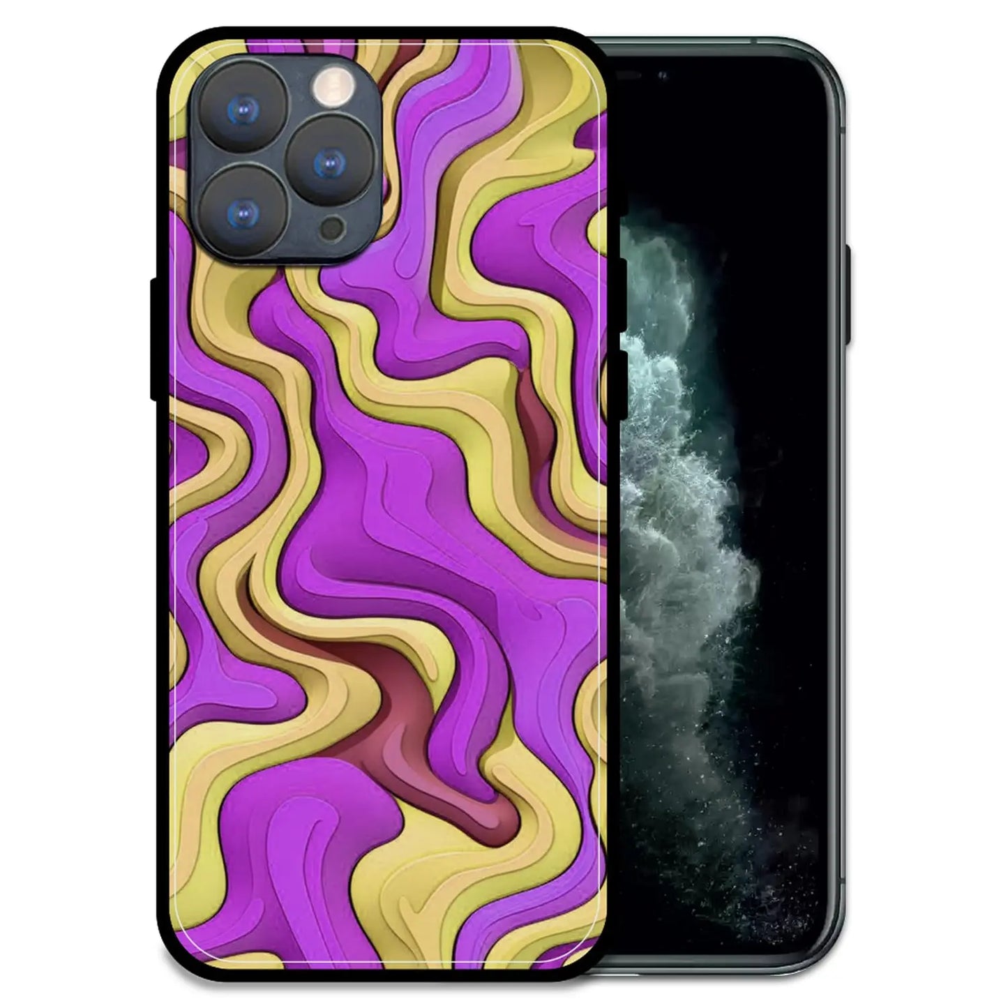 'Wavy Swirl - Glossy Metal Silicone Case For Apple iPhone 11 Pro