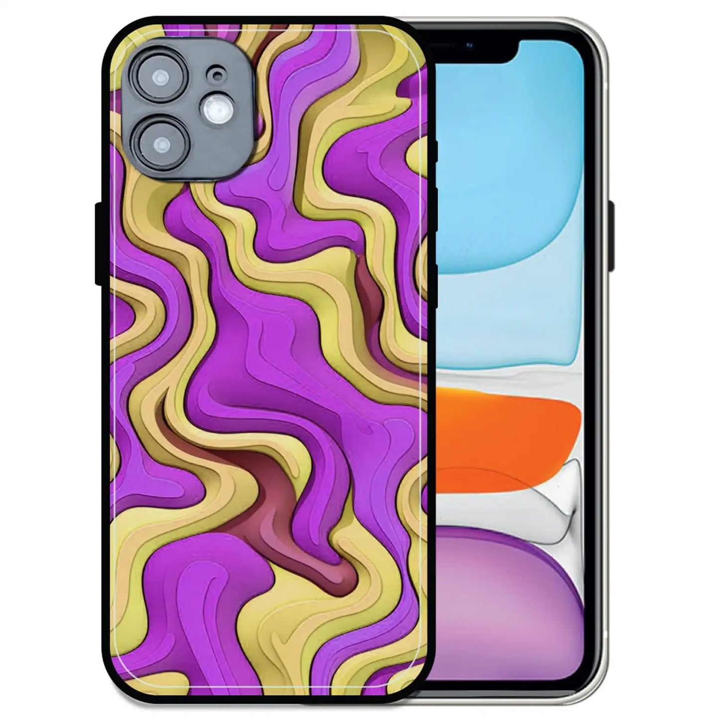 'Wavy Swirl - Glossy Metal Silicone Case For Apple iPhone 11