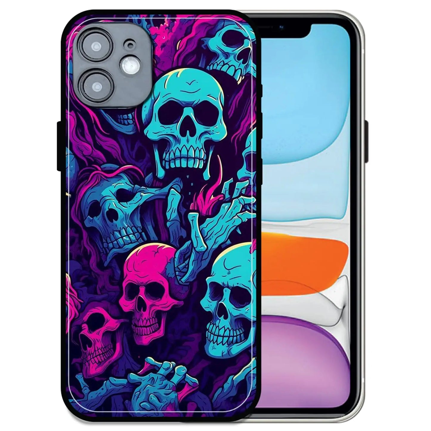'Skull Glow - Glossy Metal Silicone Case For Apple iPhone 11