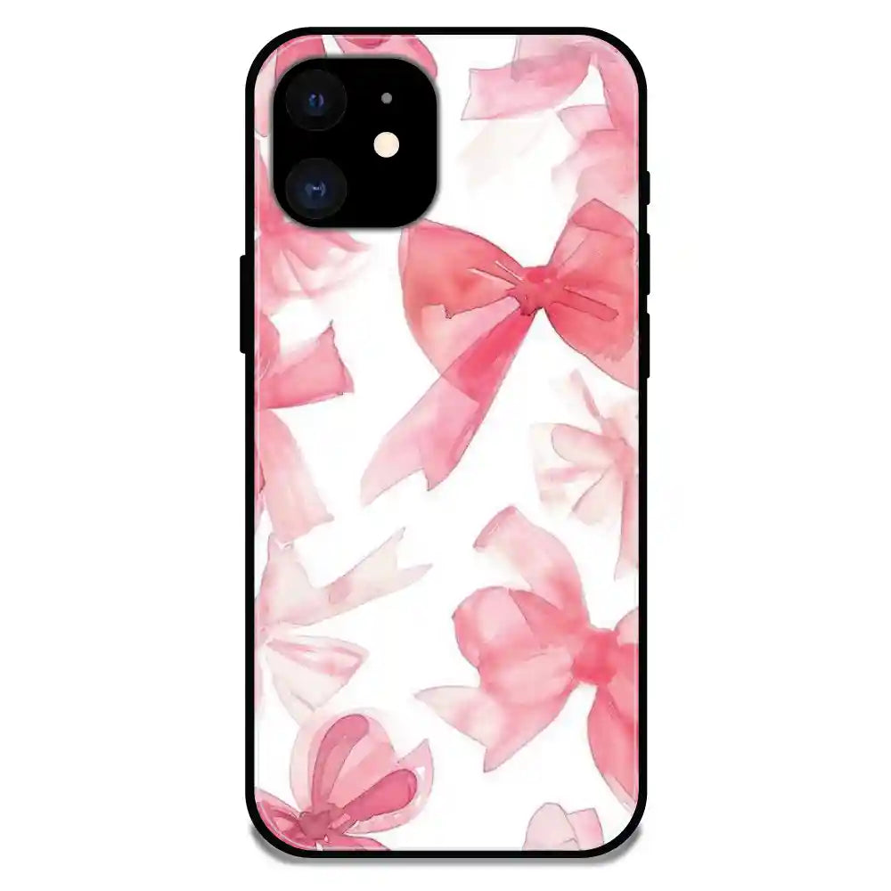 'Cute Pink Bows - Glossy Metal Silicone Case For Apple iPhone 12