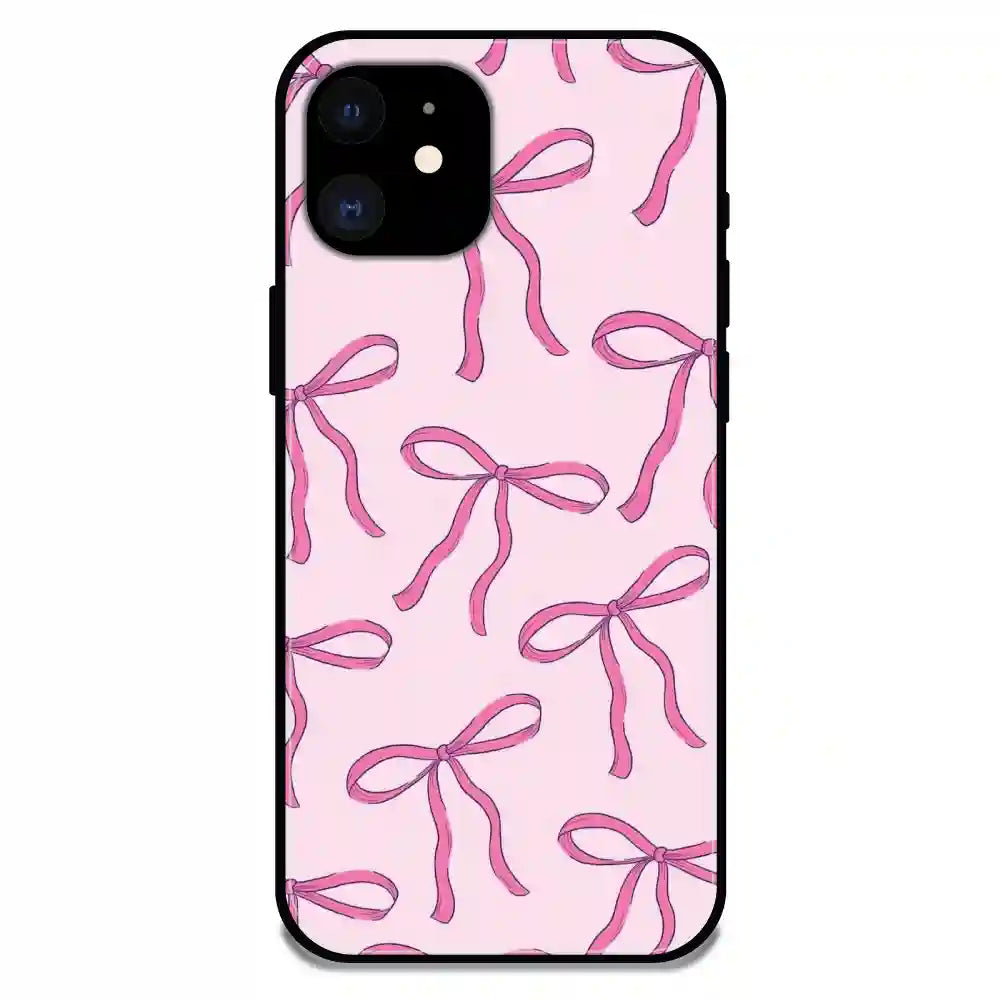 'Pink Bows - Glossy Metal Silicone Case For Apple iPhone 12