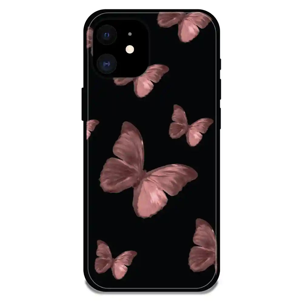 'Pink Butterflies - Glossy Metal Silicone Case For Apple iPhone 12
