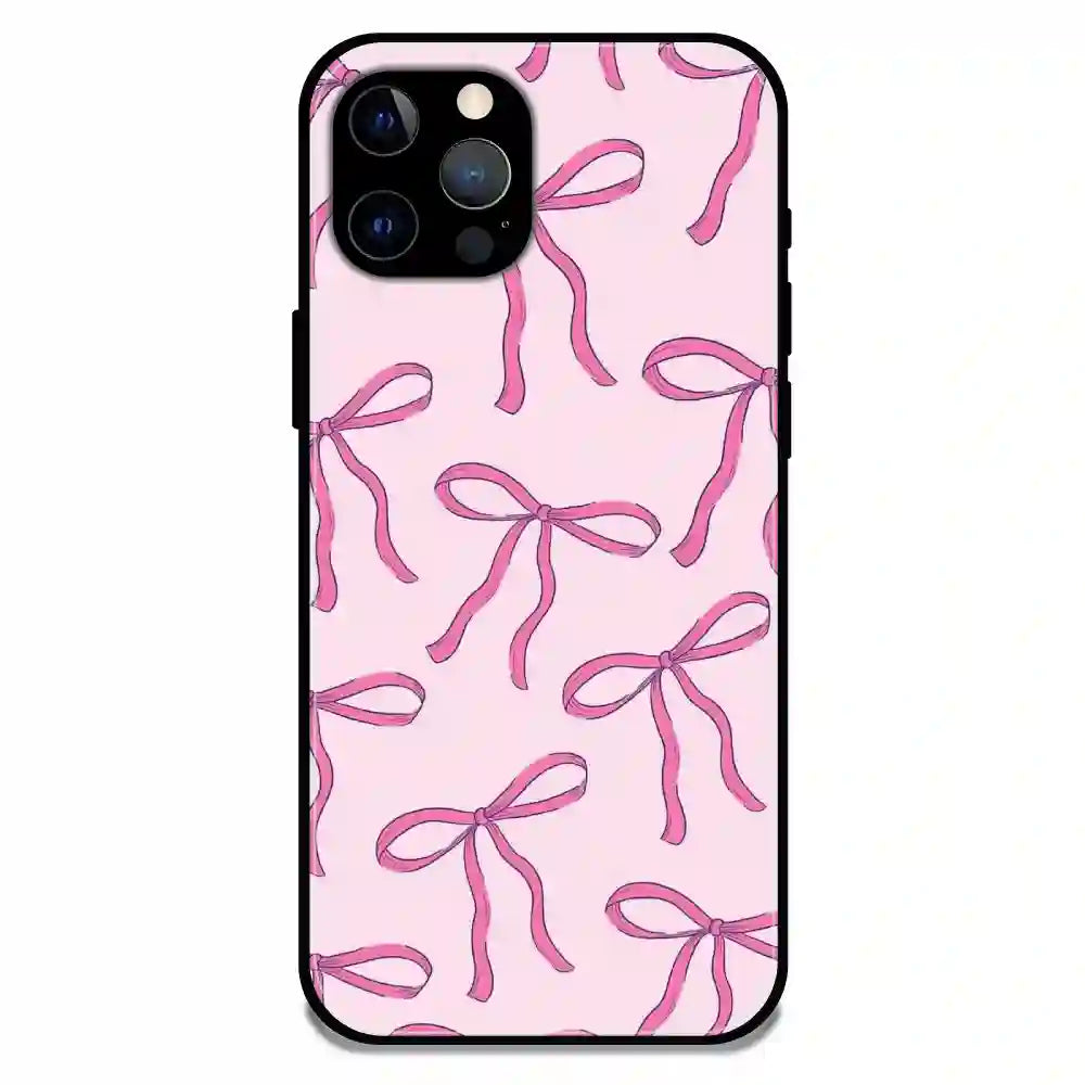 'Pink Bows - Glossy Metal Silicone Case For Apple iPhone 12 Pro