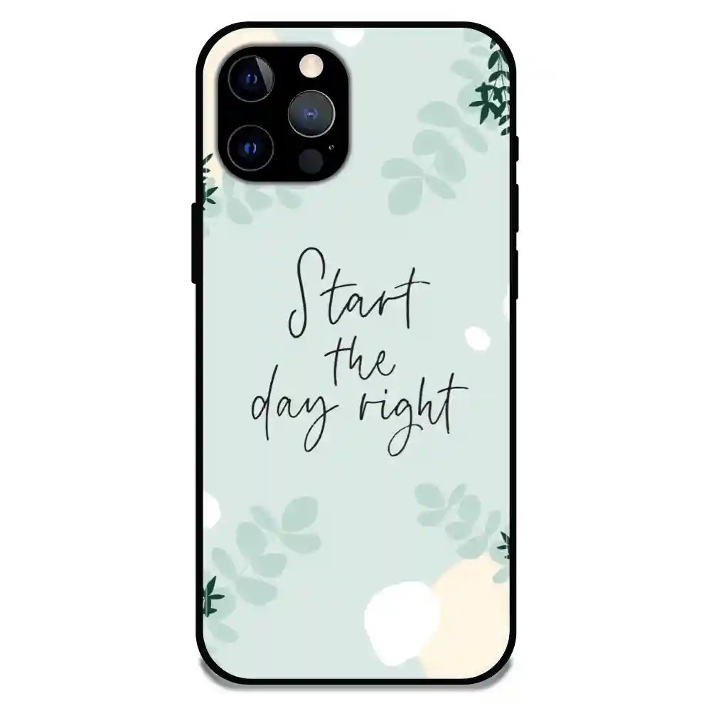 'Start The Day Right - Glossy Metal Silicone Case For Apple iPhone 12 Pro Max