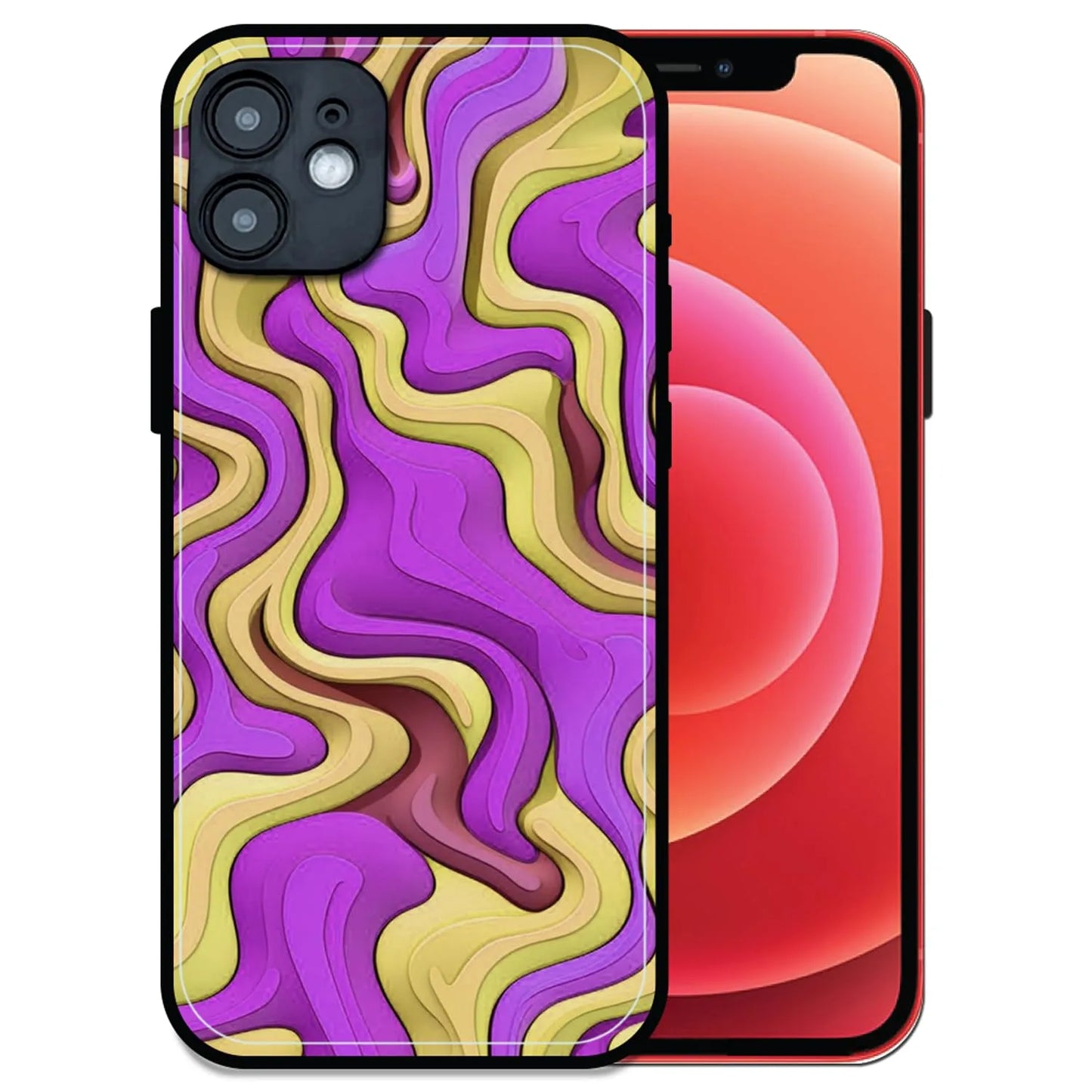 'Wavy Swirl - Glossy Metal Silicone Case For Apple iPhone 12 Mini
