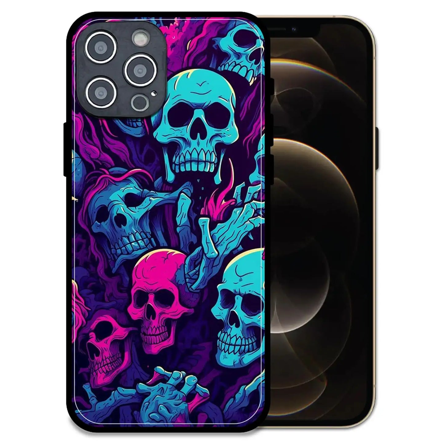 'Skull Glow - Glossy Metal Silicone Case For Apple iPhone 12 Pro Max