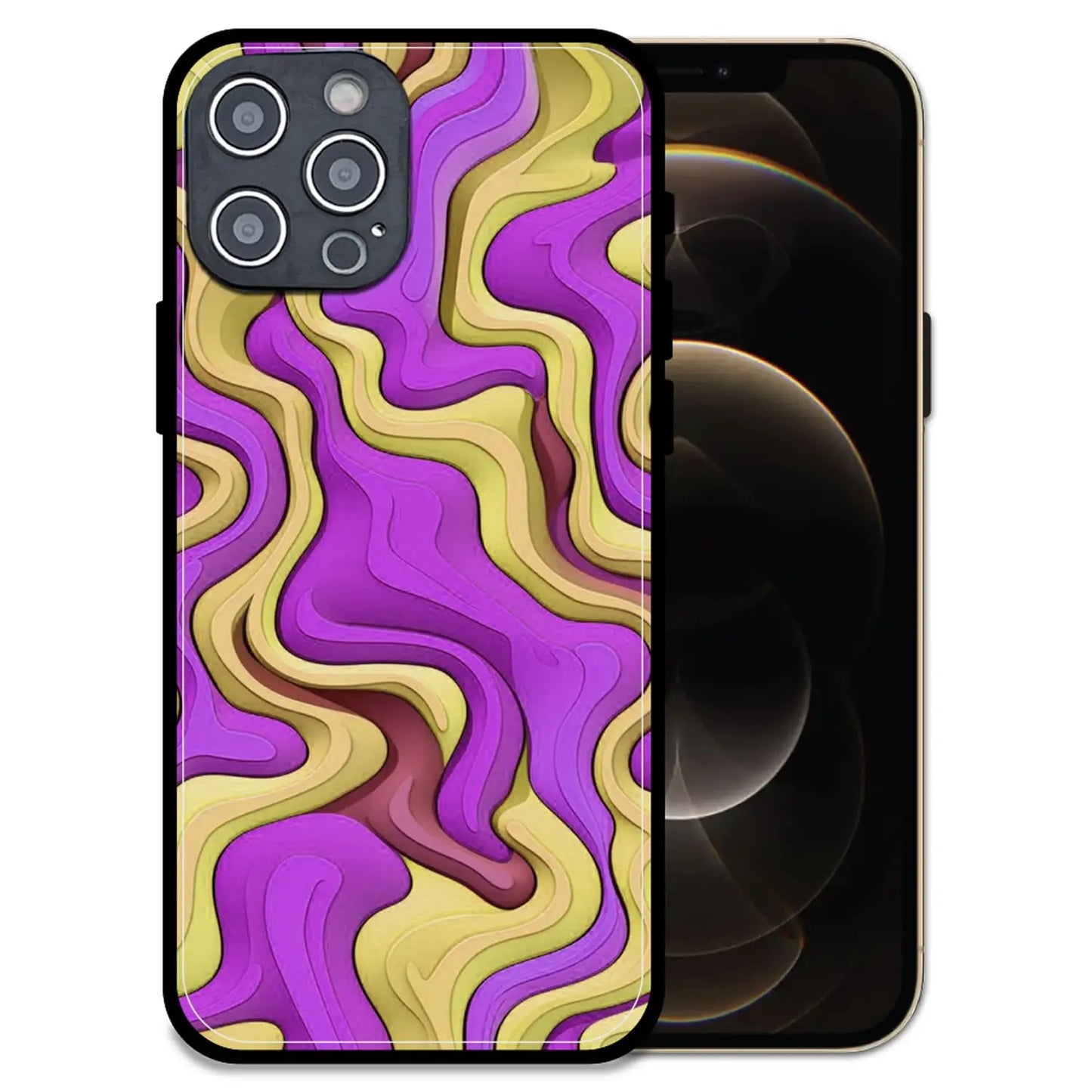 'Wavy Swirl - Glossy Metal Silicone Case For Apple iPhone 12 Pro