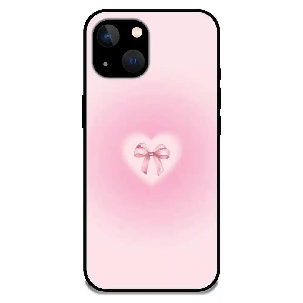 'Pinky Bow - Glossy Metal Silicone Case For Apple iPhone 13 Mini
