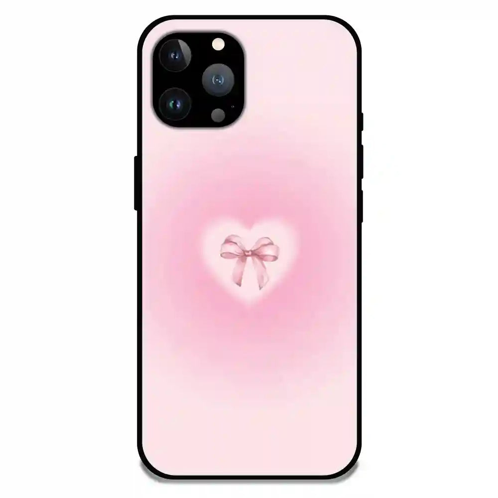 'Pinky Bow - Glossy Metal Silicone Case For Apple iPhone 13 Pro Max