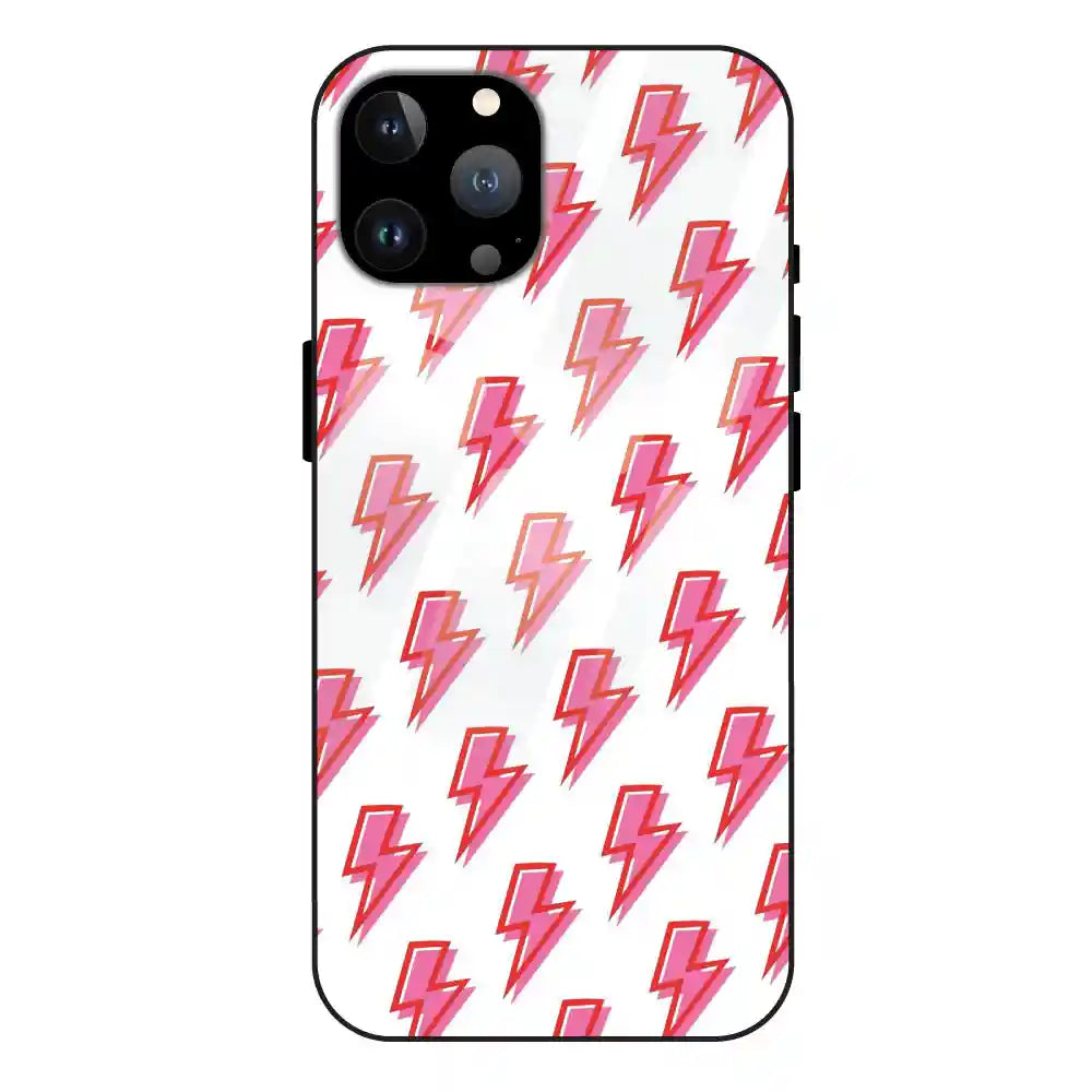 Pink Lightning Bolts - Glass Case For Apple iPhone 13 Pro Max