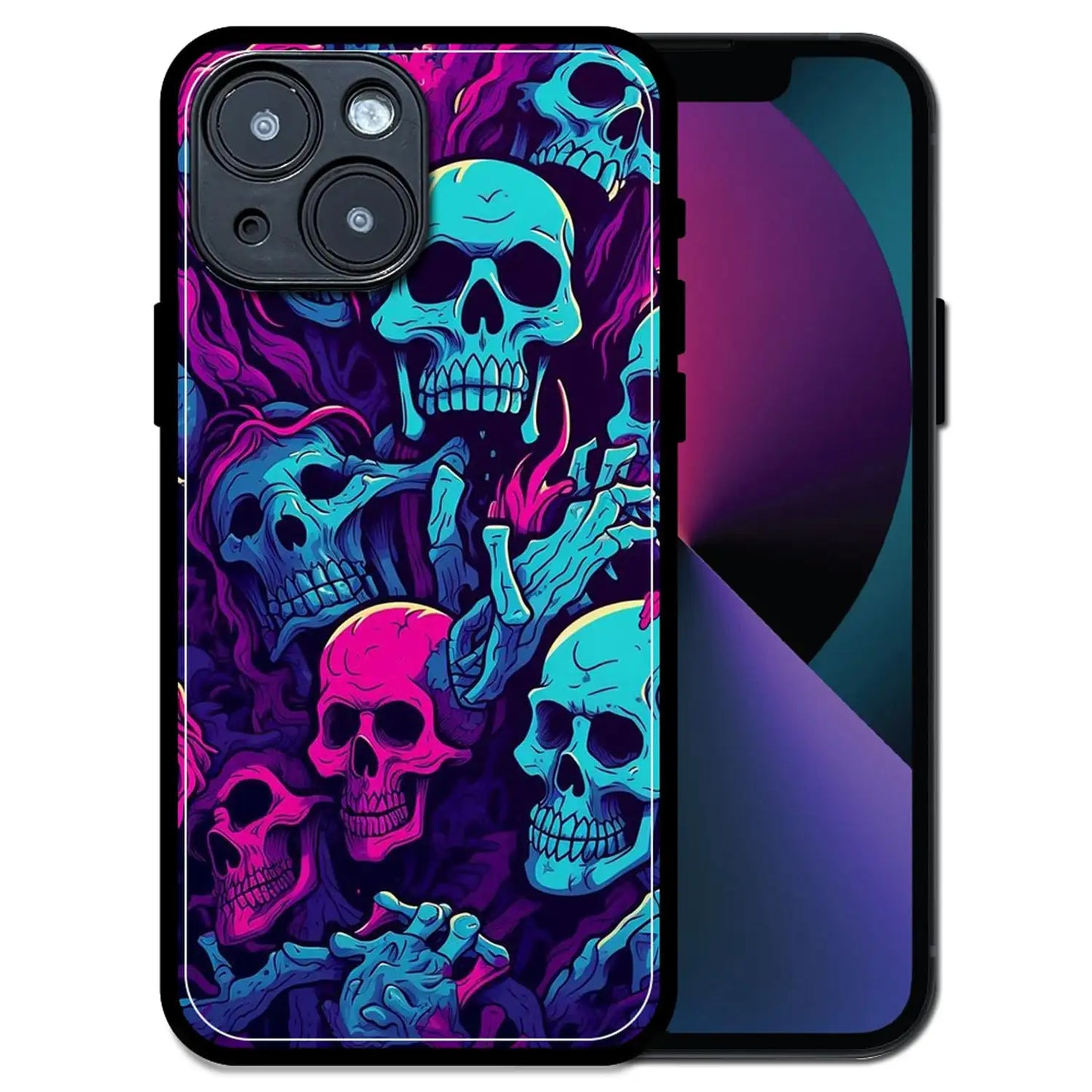 'Skull Glow - Glossy Metal Silicone Case For Apple iPhone 13 Mini