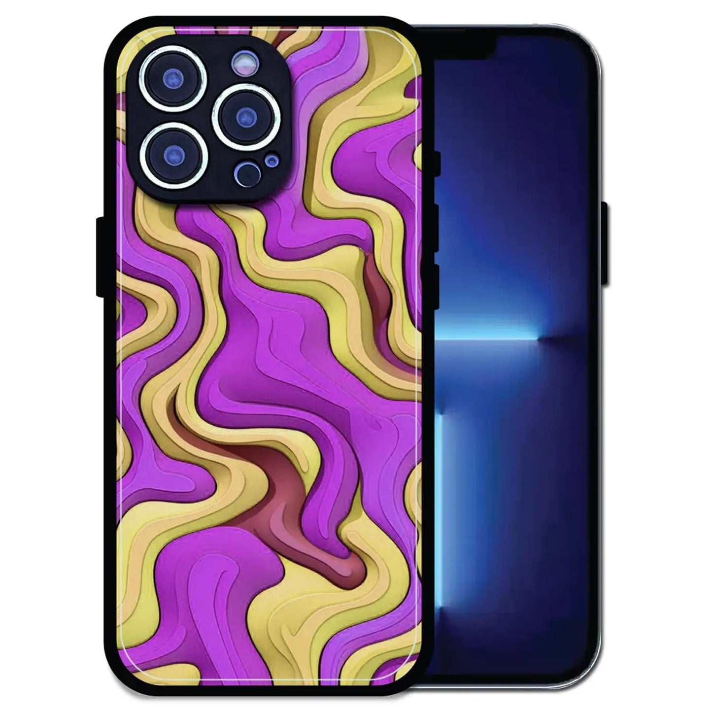 'Wavy Swirl - Glossy Metal Silicone Case For Apple iPhone 13 Pro Max