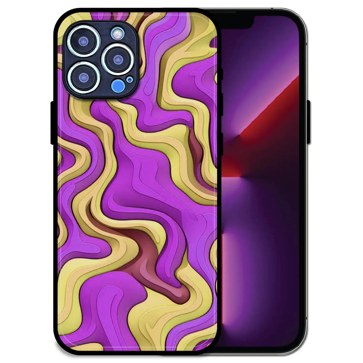 'Wavy Swirl - Glossy Metal Silicone Case For Apple iPhone 13 Pro