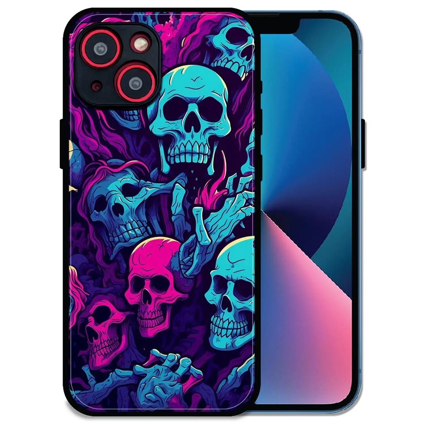 'Skull Glow - Glossy Metal Silicone Case For Apple iPhone 13