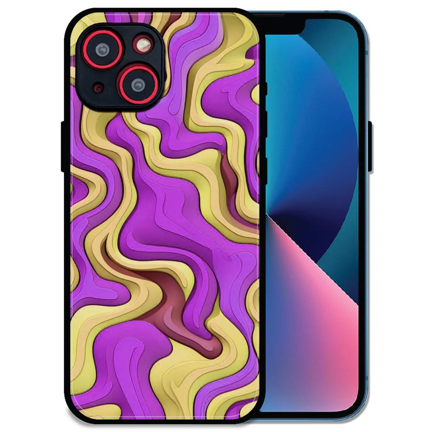 'Wavy Swirl - Glossy Metal Silicone Case For Apple iPhone 13