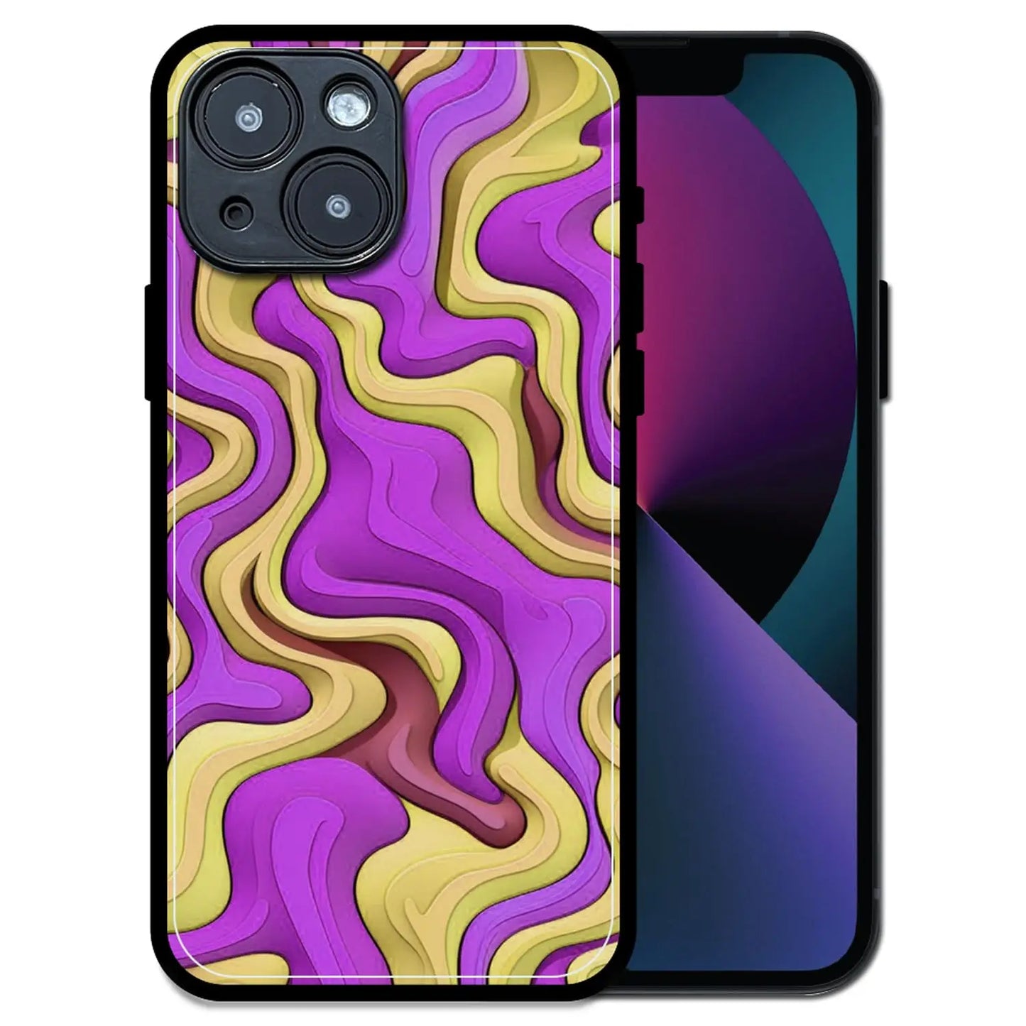 'Wavy Swirl - Glossy Metal Silicone Case For Apple iPhone 13 Mini