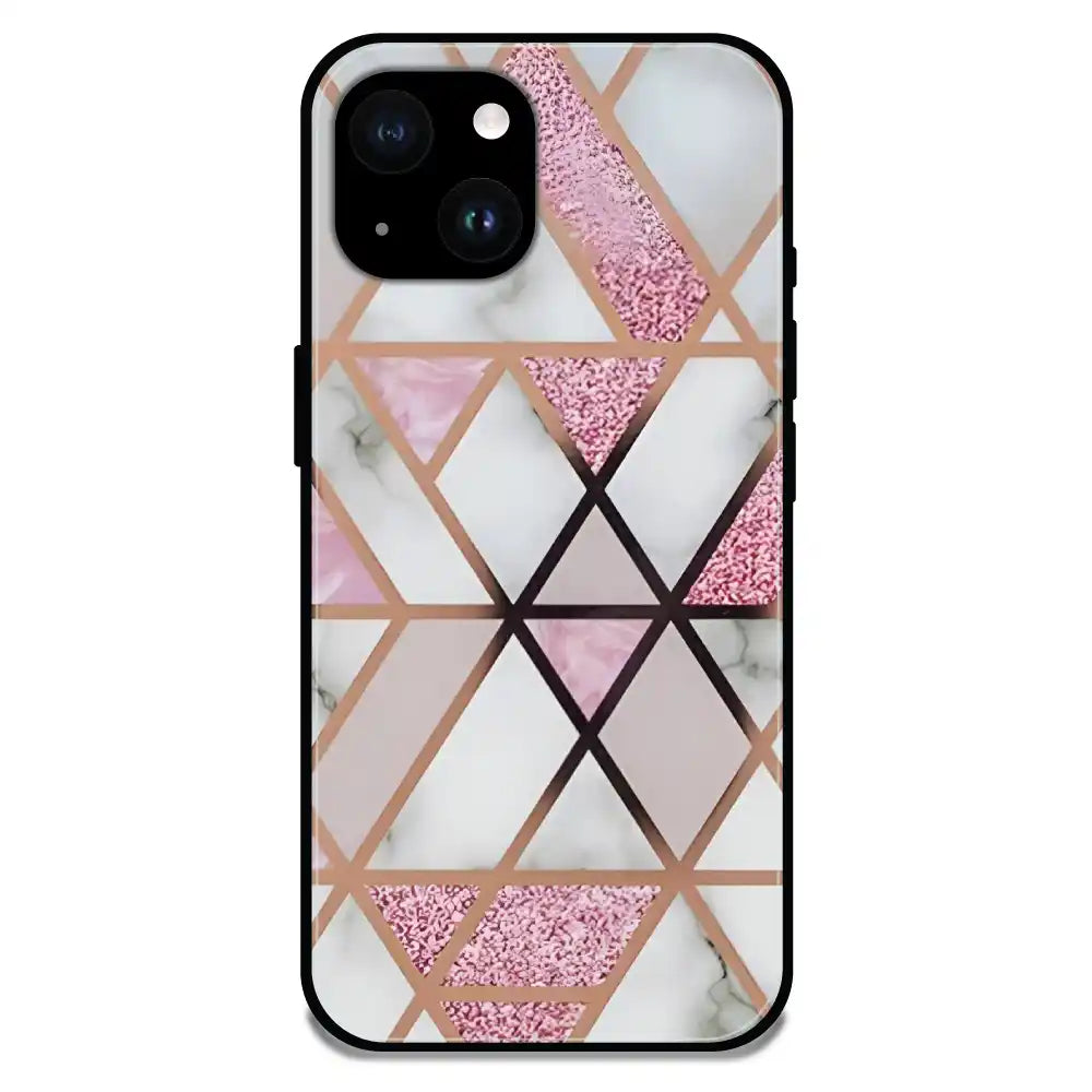 'Blush Prism Geometric - Glossy Metal Silicone Case For Apple iPhone 14
