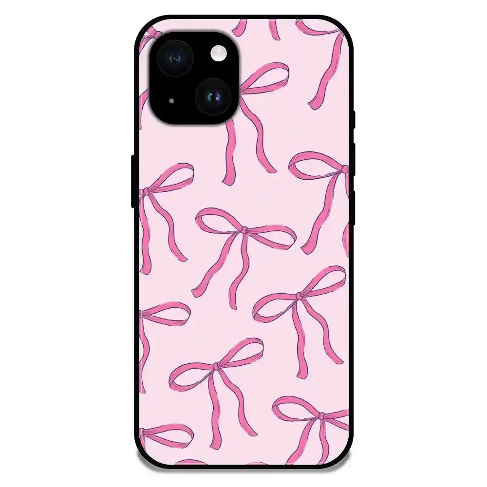 'Pink Bows - Glossy Metal Silicone Case For Apple iPhone 14 Plus
