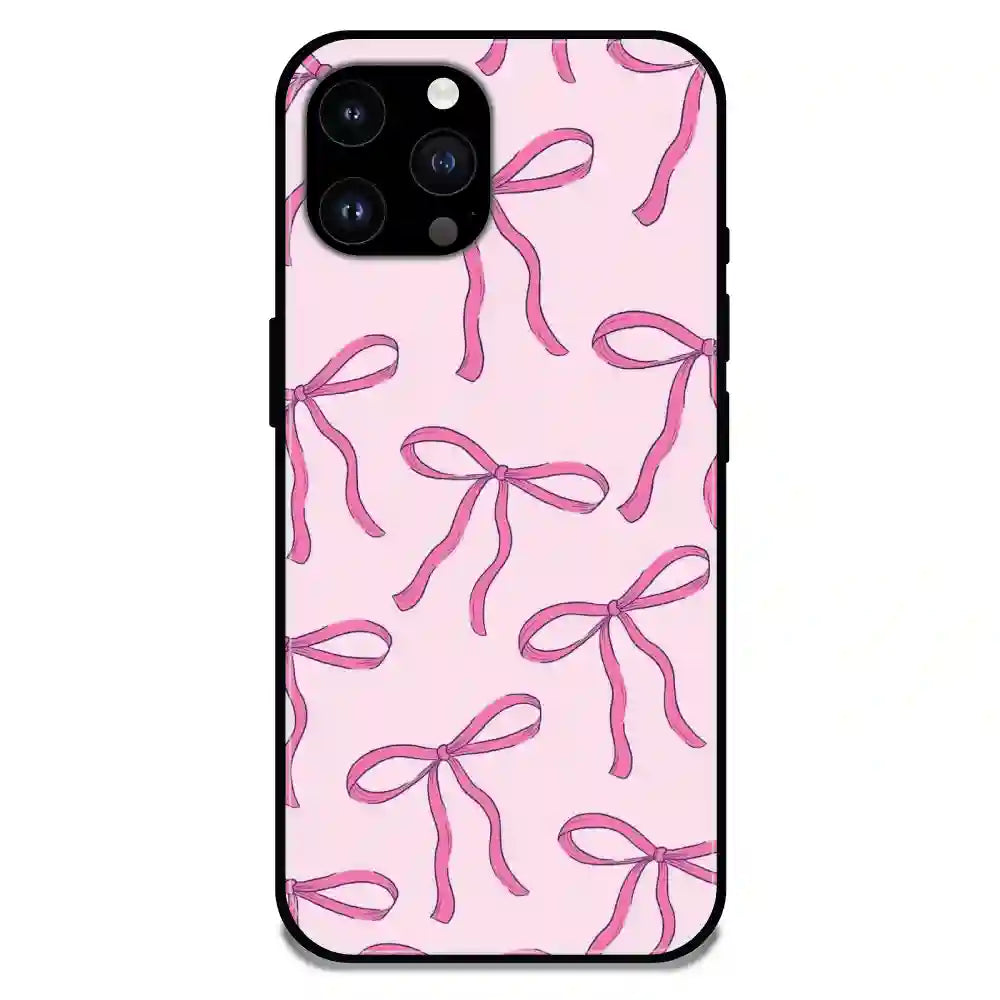 'Pink Bows - Glossy Metal Silicone Case For Apple iPhone 14 Pro