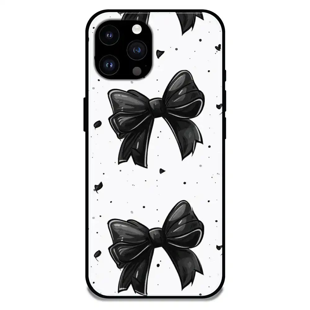'Polka Dot Bows - Glossy Metal Silicone Case For Apple iPhone 14 Pro